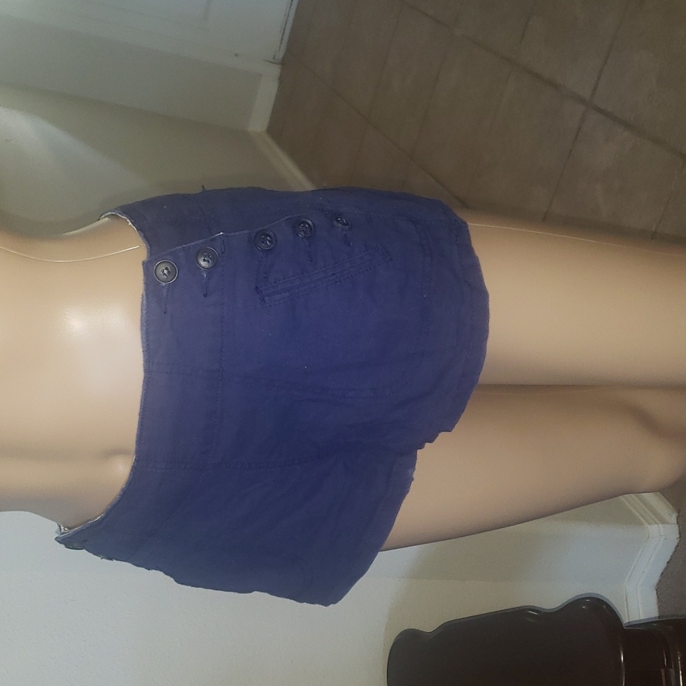 Charlotte Russe 8 linen blend sailor button closure navy